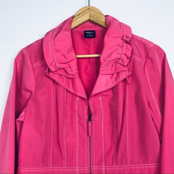 Tribal women Coral  pink Zip-Up Windbreaker jacket - Picture 6 of 14